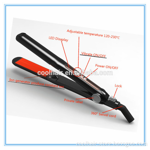 Vibrating Red Nano Ionic Tourmaline hair straightener 240V flat iron